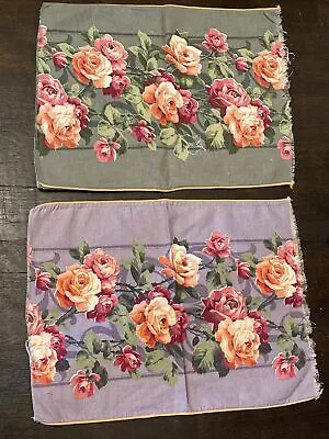 VTG BARKCLOTH 40s 50s THROW PILLOW COVER FLORAL ROSES COTTAGE CORE GRANNY LOT 2 • $45