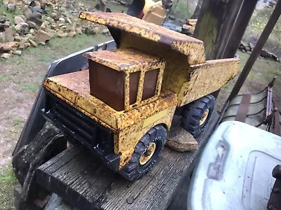 Vintage Yellow Metal Steel Mighty Tonka Dump Truck Toy Complete Rolls Good 80’s? • $44.50