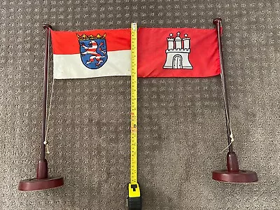 2 X Germany Vintage German Flags On Timber Stand Circa 1970s GERMAN CITYS 1 • $18