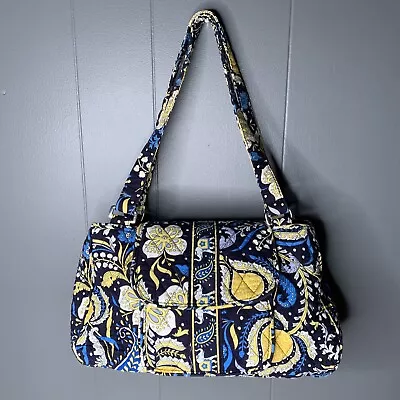 VERA BRADLEY Ellie Blue Clare Adjustable Crossbody Bag Purse Handbag Navy Yellow • $9.60