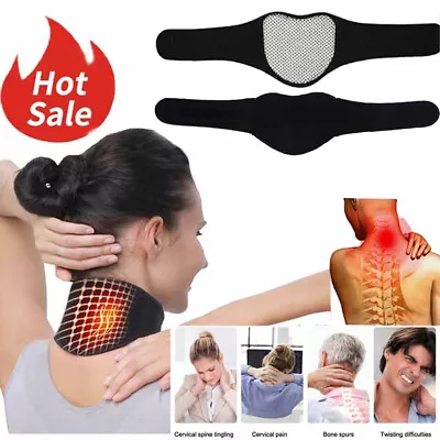 Magnetic Neck Heat Therapy Self Heating Headache Belt Wrap Neck Brace Massage Ⓢ • $2.12