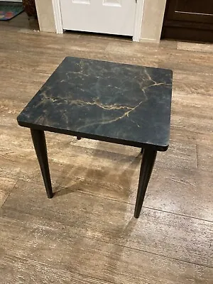 Vintage MCM Peg Leg Side End Table Faux Marble Formica Top • $10.98