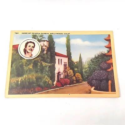 Hollywood Movie Star -Deanna Durbin- Hollywood Home California Postcard 1930-45 • $3.99