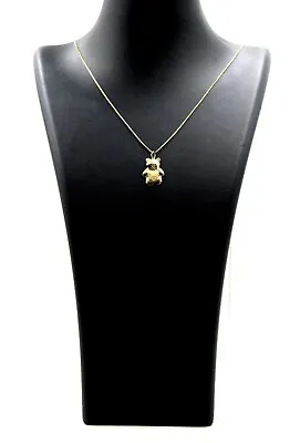 Womens 14k Yellow Gold Cute Textured Teddy Bear Necklace Charm/Pendant 0.5g • $49.12