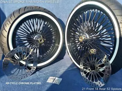 DNA Mammoth 52 Black Spoke Wheels 2 Rotor Tire Harley Touring 09-23 Street Glide • $2199