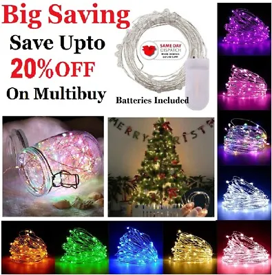 £3.95 • Buy LED Fairy String Lights Micro Copper Wire Xmas Party Light 20/30/50/100 Wedding