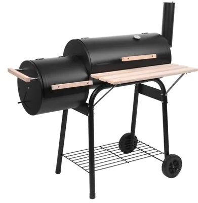 £75 • Buy Charcoal BBQ Grill With Smoker Offset Steel Barrel Drum Outdoor Garden Camping