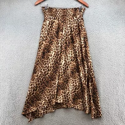 Veronica M Maxi Skirt Womens Small Cheetah Print Elastic Waist Satin New  • $30