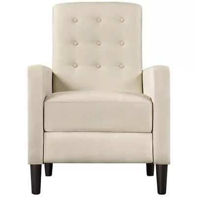 Modern Style Beige Fabric Armchair Adjustable Back & Footrest Single Sofa Chair • £114.99