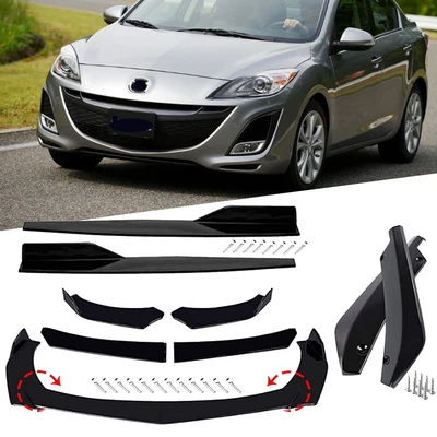 $56.99 • Buy For Mazda 3 5 6 Sedan Hatchback Car Front Bumper Lip Spoiler Splitter+Side Skirt