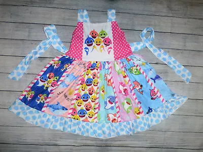 NEW Boutique Baby Shark Girls Sleeveless Ruffle Twirl Dress • $19.99