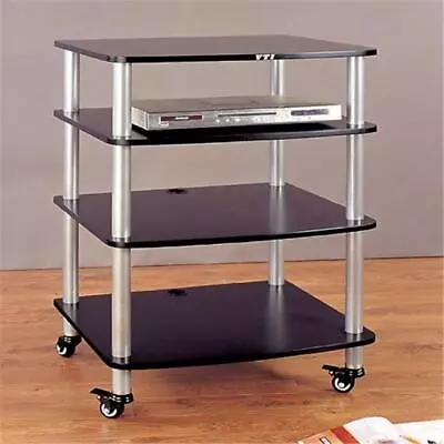 VTI Manufacturing AR404SB 4 Silver Poles 4 Black Shelves With Caster AV Stand • $414.06