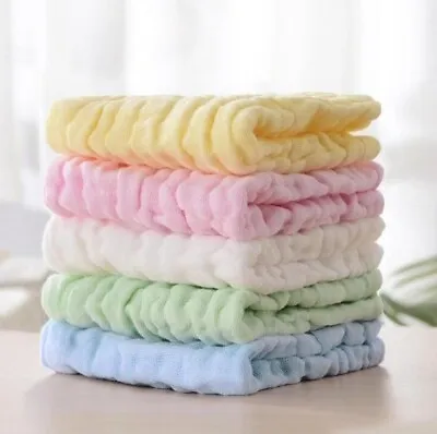 Six Layer Cotton Baby Muslin Square Burping Cloth Mini Face Towel Washcloth Wipe • £7.99