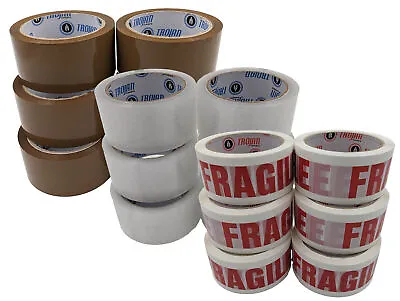 Clear Brown Parcel Tape Strong Packing Carton Sealing Tape 48mm X 66m • £21.59