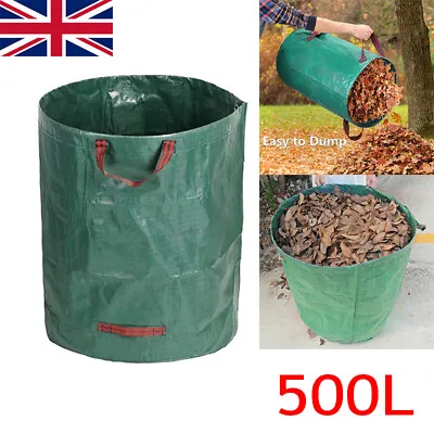 Heavy Duty 500L Reusable Garden Waste Bags With  Handles Waterproof Refuse Sack • £11.99
