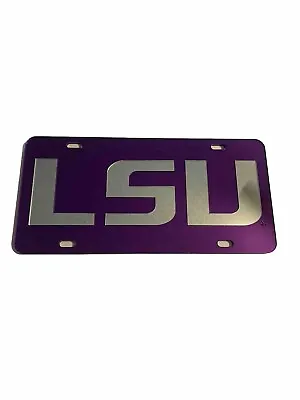 LSU Tigers Silver-Purple Mirrored License Plate / Car Tag  • $8