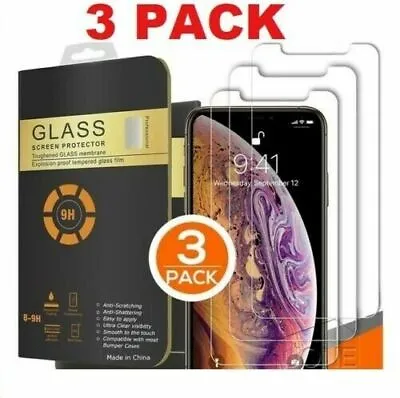 3-Pack For IPhone 11 Pro 8 7 6s Plus X Xs Max XR Tempered GLASS Screen Protector • $2.56