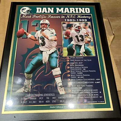 Dan Marino Most Prolific Passer In NFL History Mounted Memories  • $25