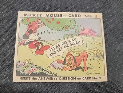 1935 Mickey Mouse Gum R89 Set Break Fleas Go Away #3 Type 2 Strong Eye Appeal • $125