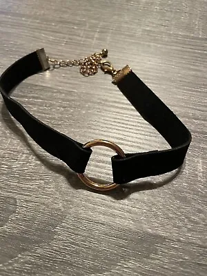 Black Velvet O Ring Choker Punk Goth Rockabilly Gothic Collar Sub Bondage • $16.99