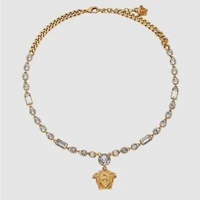 Versace Crystal La Medusa Greca Necklace NWT • $475