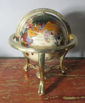 15  KALIFANO Rare Gem Stone & Marble Globe W/ Compass  Ex Cdn • $215