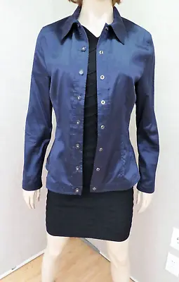 MARIMEKKO Ritva Falla Blazer Jacket Coat Sz 8 36 Cotton Poly Navy Career NWOT • $43