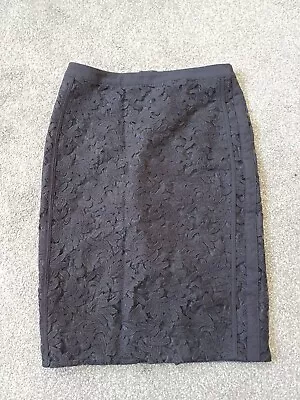 Marc Caine N4 Uk 14 Beautiful Black Lined Lace Pencil Skirt Back Zip • £5