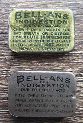 Lot Of 2 Vintage Bell-Ans Indigestion Vest Pocket Tins • $14.95