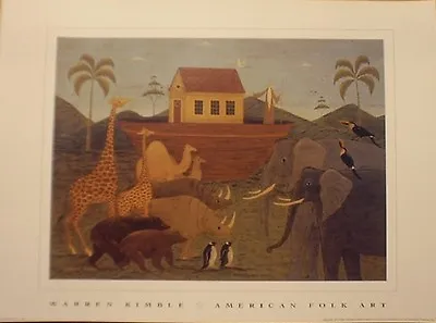 $15.49 • Buy Art Print~NOAH'S ARK~Warren Kimble~folk~OOP~animals Birds Boat Primitive 16x12
