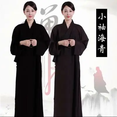 New Buddhist Monk Shaolin Dress Meditation Haiqing Robe Long Gown Kung Fu Suit • $35.91