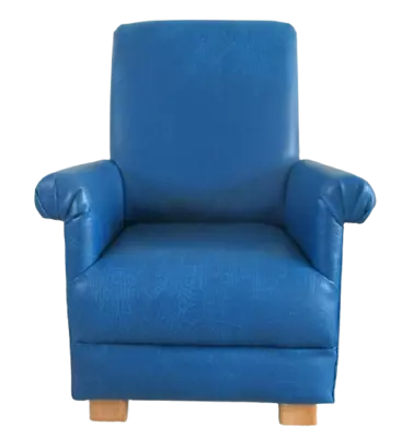 Blue Faux Leather Fabric Adult Chair Armchair Small Bedroom Kitchen Lounge • £209.99