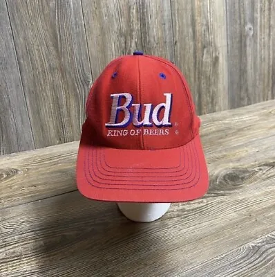 Vintage Budweiser Hat “Bud King Of Beers” Hat Red • $24.98