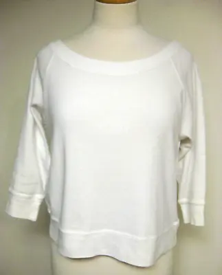 Moda International 100% Cotton Raglan Sleeve 3/4 Sleeve Cropped Knit Top S White • $25