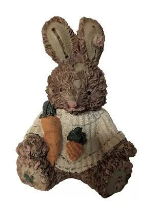 ABC Easter Patchwork Bunny Rabbit Figurine Wearing Carrot Sweater Resin 3.5   • $13.99