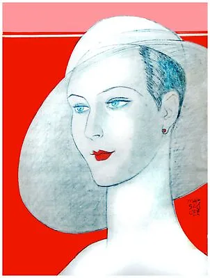 $46 • Buy Wall Decor Poster.Fine Graphic Art Design.Fashion Model With Hat.Room Art.131