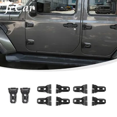 10x Black Hood Engine &Door Hinge Decor Cover Trim For Jeep Wrangler JL JT 2018+ • $53.99