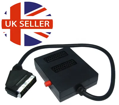 £8.29 • Buy 2 Way Switched Scart Lead Cable Box Wire Splitter Two Scarts To One Screen TV 