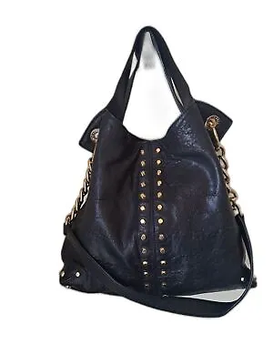 Michael Kors Black Uptown Astro Leather Gold Studded & Chain Strap Tote • $160