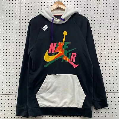 Vintage Jordan Hoodie Men Medium Sweatshirt Colorful Colorblock Pullover 20.5x29 • $29.38