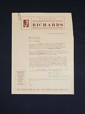 Vintage Magician Richards To English Letterhead Letter Head Correspondence Lot E • $16.30