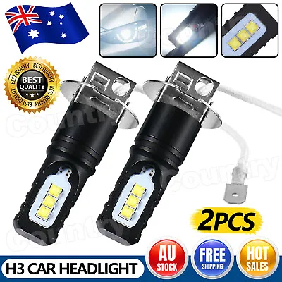 2x H3 80W 12000LM LED Car Headlight Conversion Globes Bulbs Beam 6000K White • $14.95