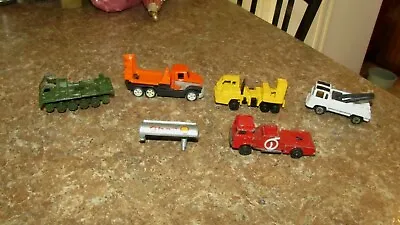 Lot 5 Vintage Diecast Trucks- Fire Engine Tow WreckerCrane Truck Military • $2.49