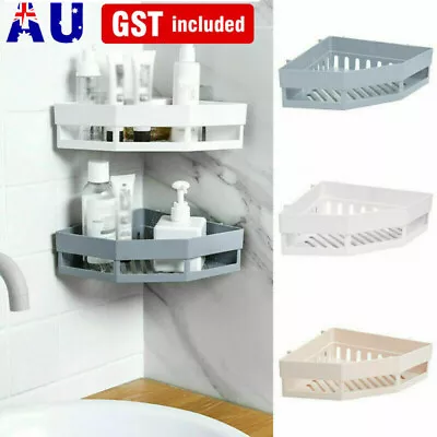 Bathroom Corner Shower Suction Shelf Wall Storage Basket Kitchen Caddy Rack • $12.39