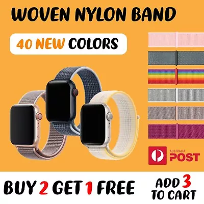 Woven Nylon Sport Strap Band 40 41 42 44 45 49mm For Apple Watch 9 8 7 6 5 4 SE • $5.50