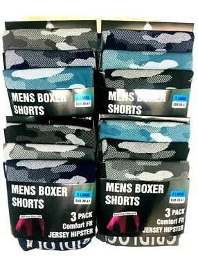 Men's Gridlock Boxer Shorts Camo Jersey Hipster Underwear 12 Pairs UK S-XXL • £17.99