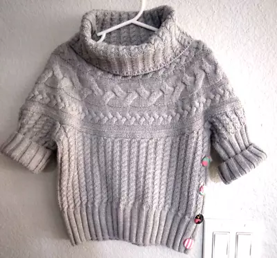 Matilda Jane 8y Flaxen Reese Grey Cable Knit Turtle Neck Sweater • $14.99