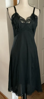 $9.95 • Buy Vintage 1950's Artemis All Nylon Full Slip Dress VERY Lacy Sz 36 C Black