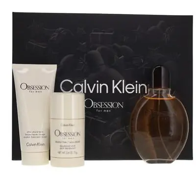 Calvin Klein Obsession Men 125ml EDT 75ml Deodorant 100ml  Aftershave Balm • £48.52