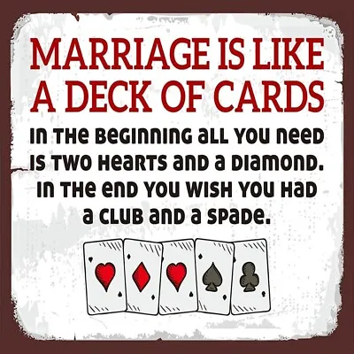 Marriage Deck Cards Humour Home Man Cave Décor Pub Shed Metal Plaque - 15cm SIGN • £3.99